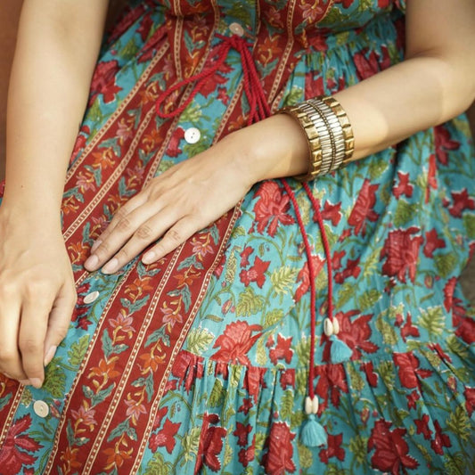 Teal printed dress